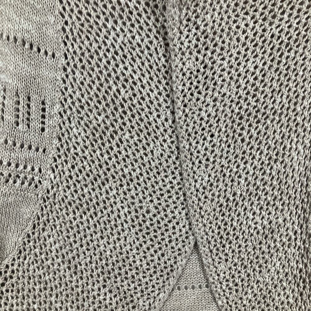 Knox Rose Cardigan SZ Large Open Front Crochet Eyelet Minimalist Bohemian Beige - Picture 5 of 13
